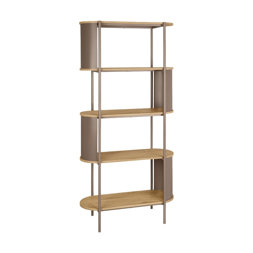 Bücherregal Metall mit Holzdekor, 5 Ebenen, braun - Maisons Du