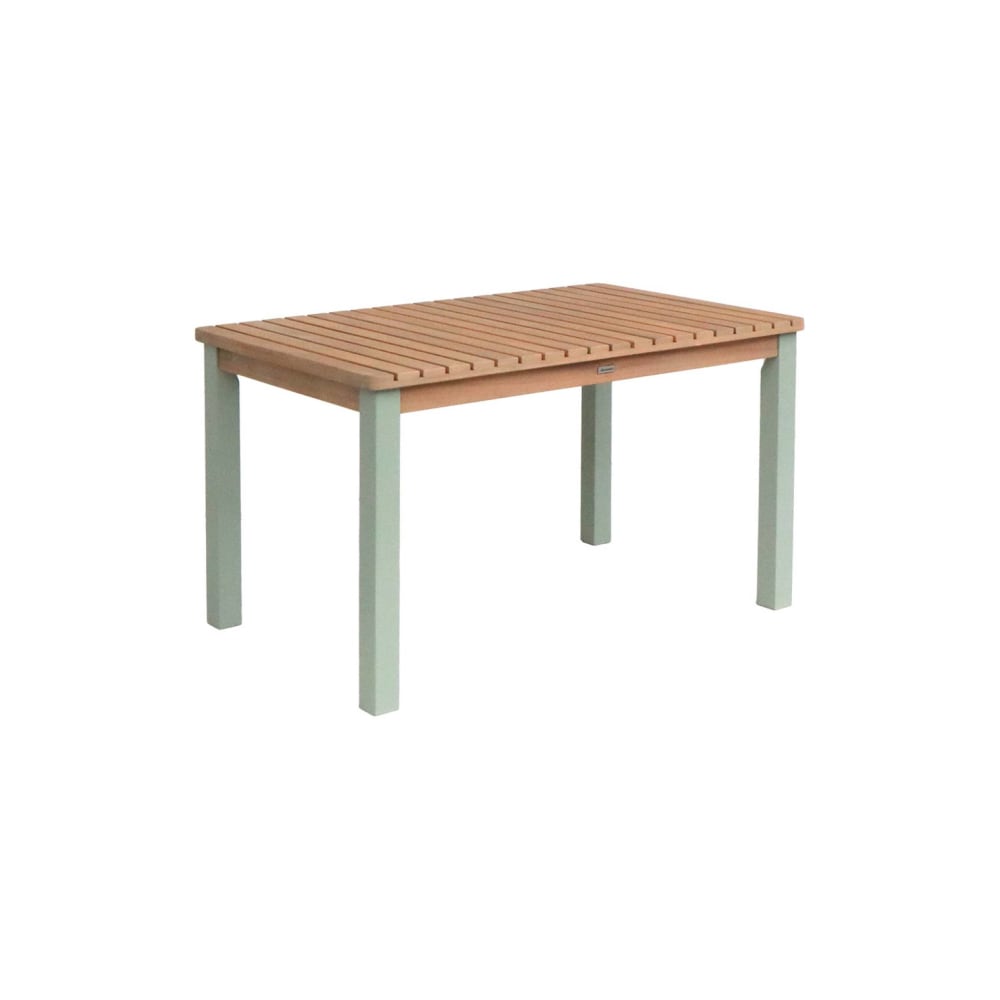 Table de jardin enfant bois d'acacia + 4 assises vert de gris