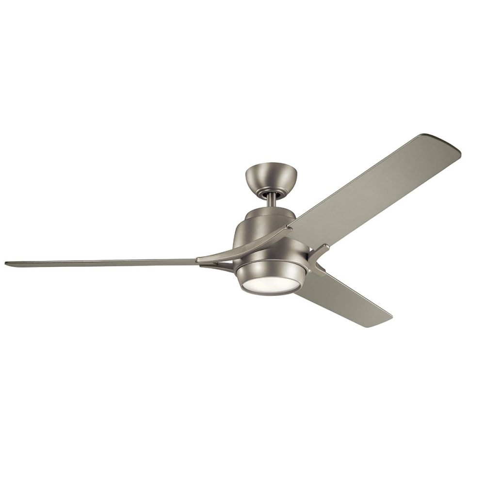 Ventilateur de plafond LED 152 cm acier bois nickel