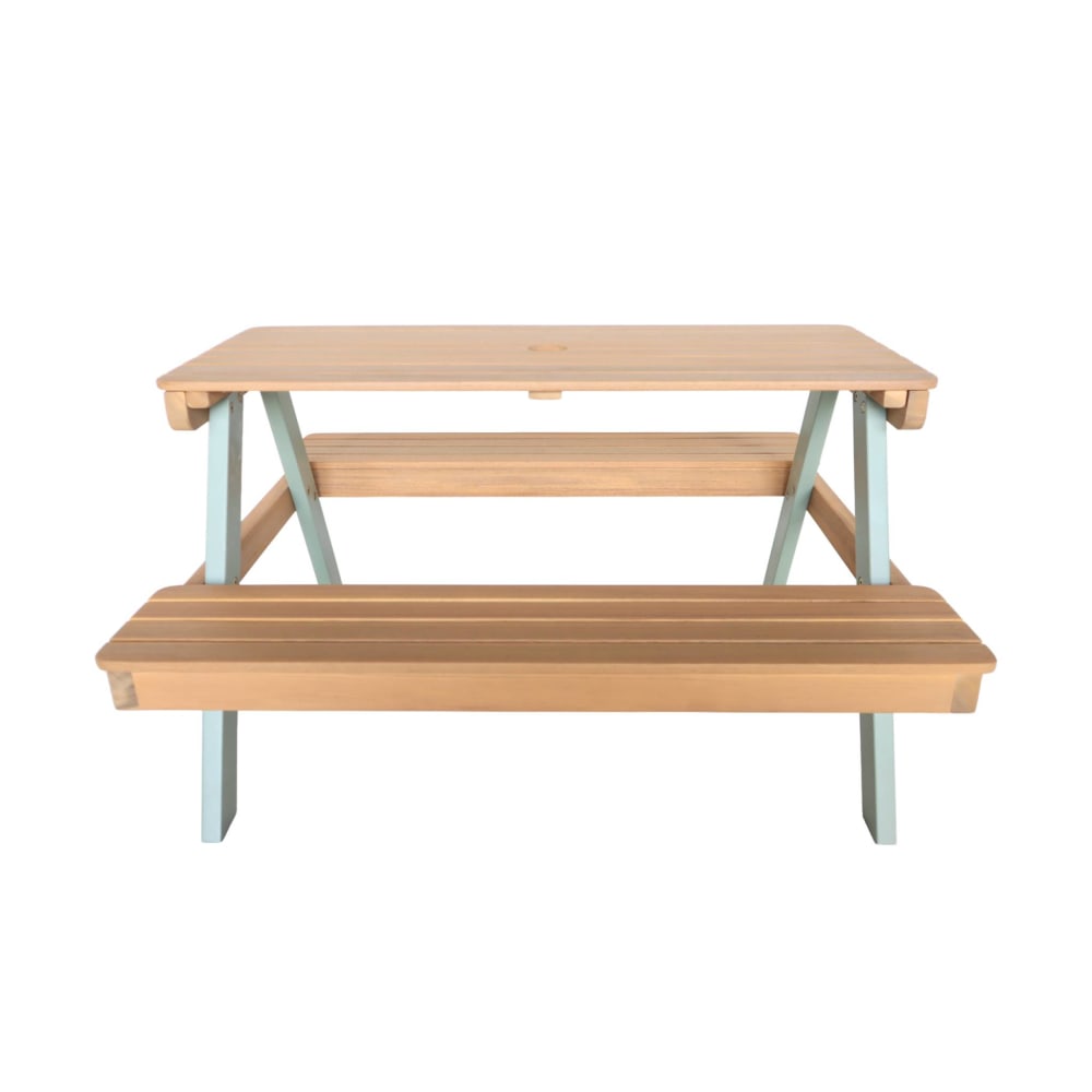 Table pique-nique en bois pour enfant 4 places vert de gris et teck
