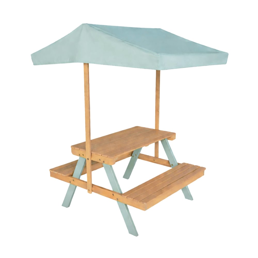 Table pique-nique enfant bois avec parasol 2 places vert de gris