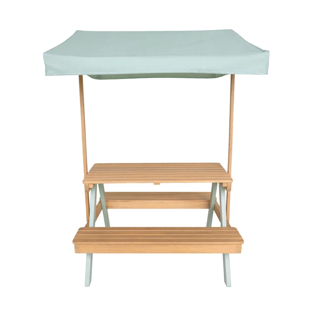 Table pique-nique enfant bois avec parasol 2 places vert de gris