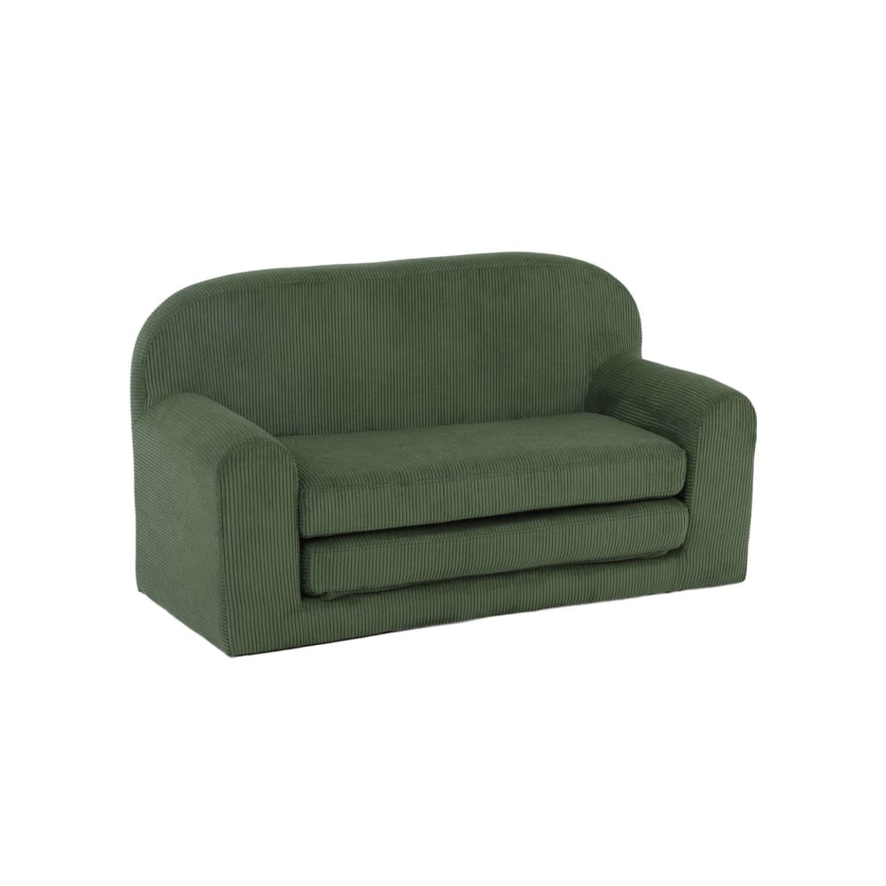 Canapé lit enfant en velours côtelé dépliable, kaki