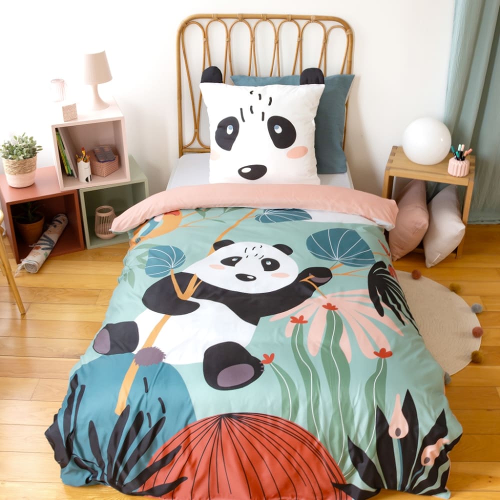 Parure de lit microfibre réversible panda 140x200cm