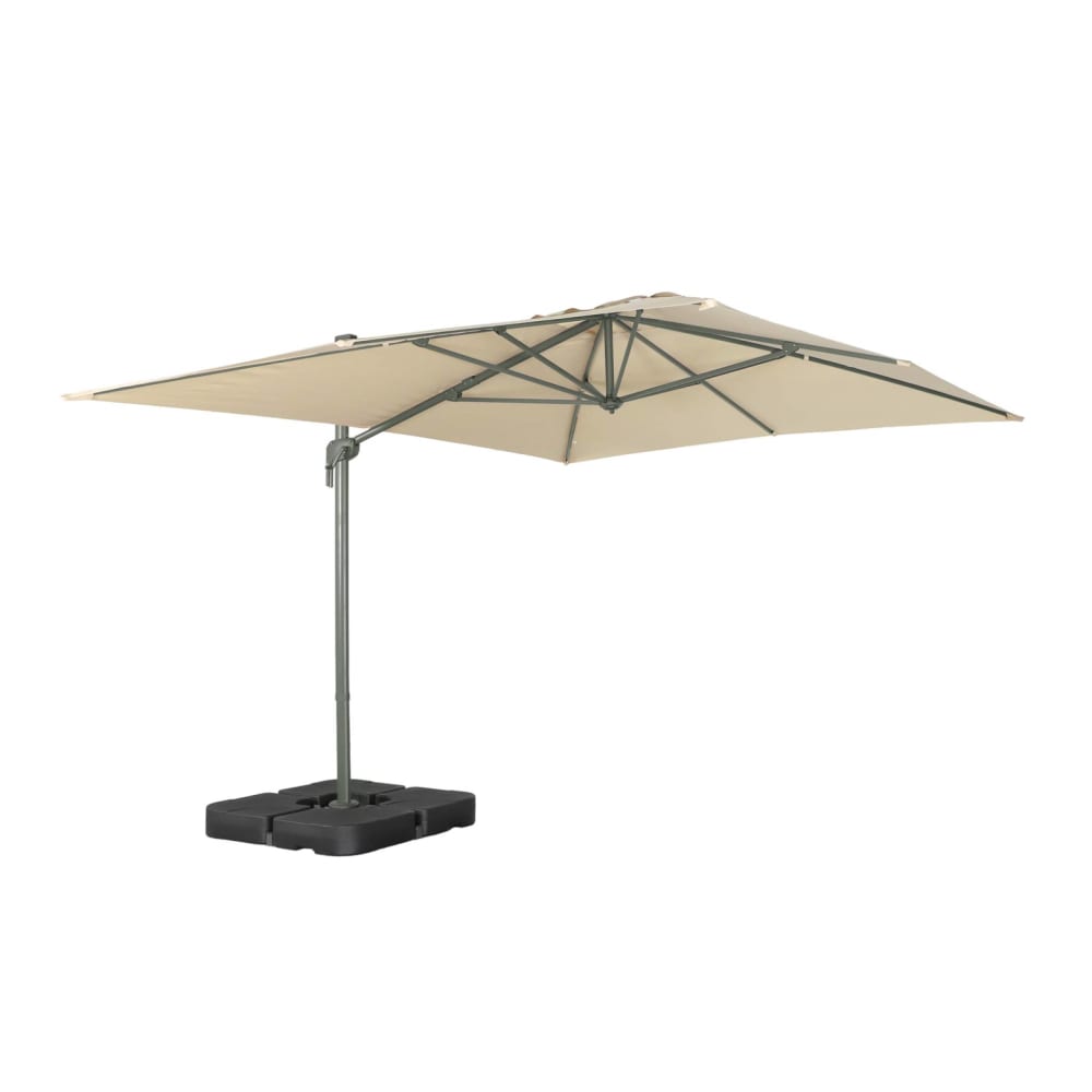 Parasol déporté rectangulaire 3x4m écru + dalles à lester 50x50cm