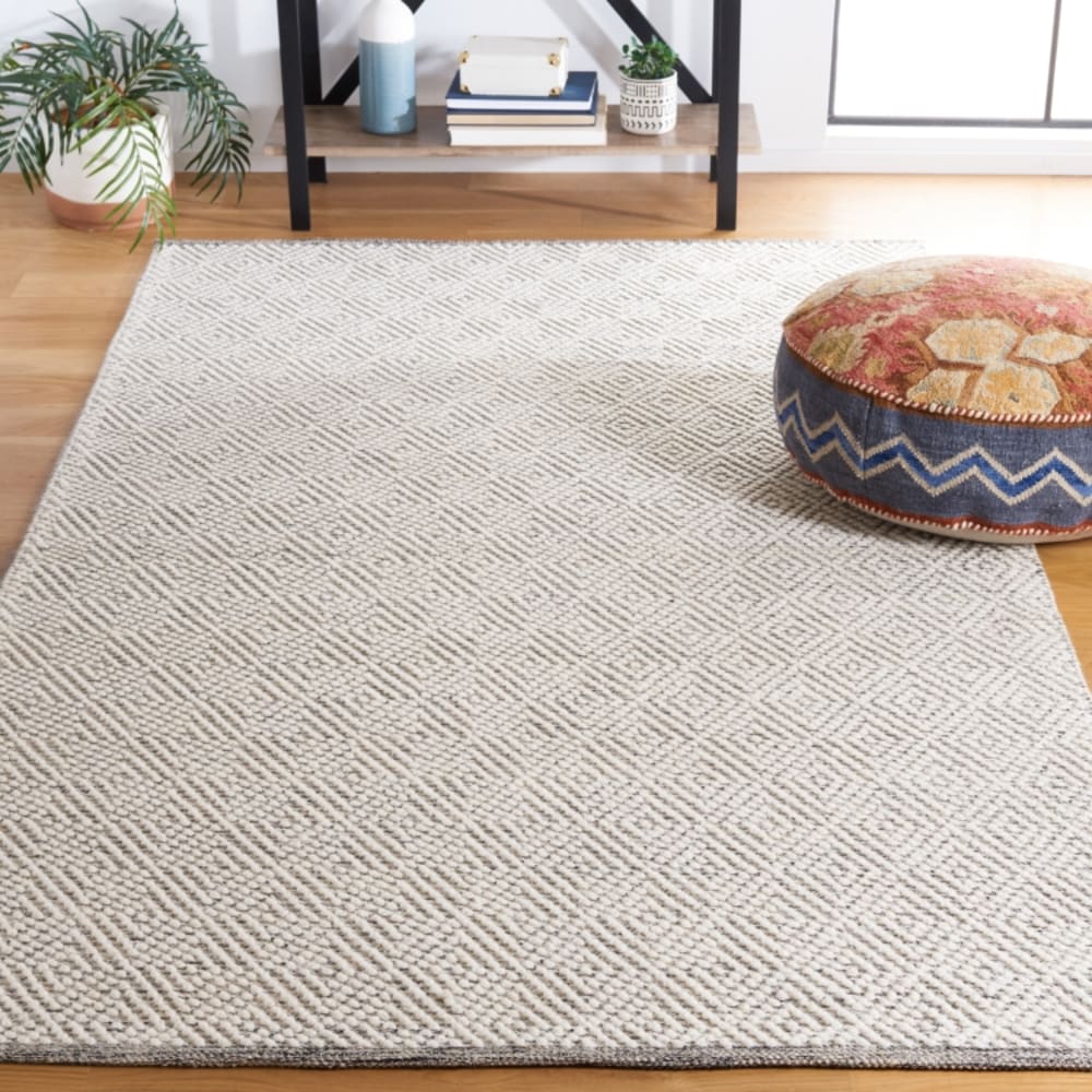 Tapis contemporain en laine blanc/gris, 152 x 244 cm — vue 3