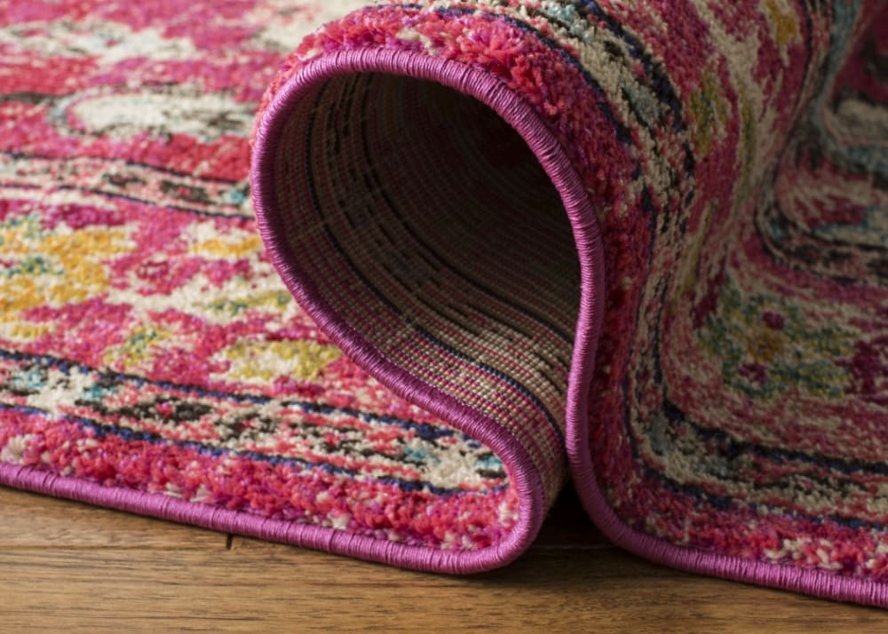 Tapis bohème chic en polypropylène rose/multicolore, 66 x 183 cm — vue 4