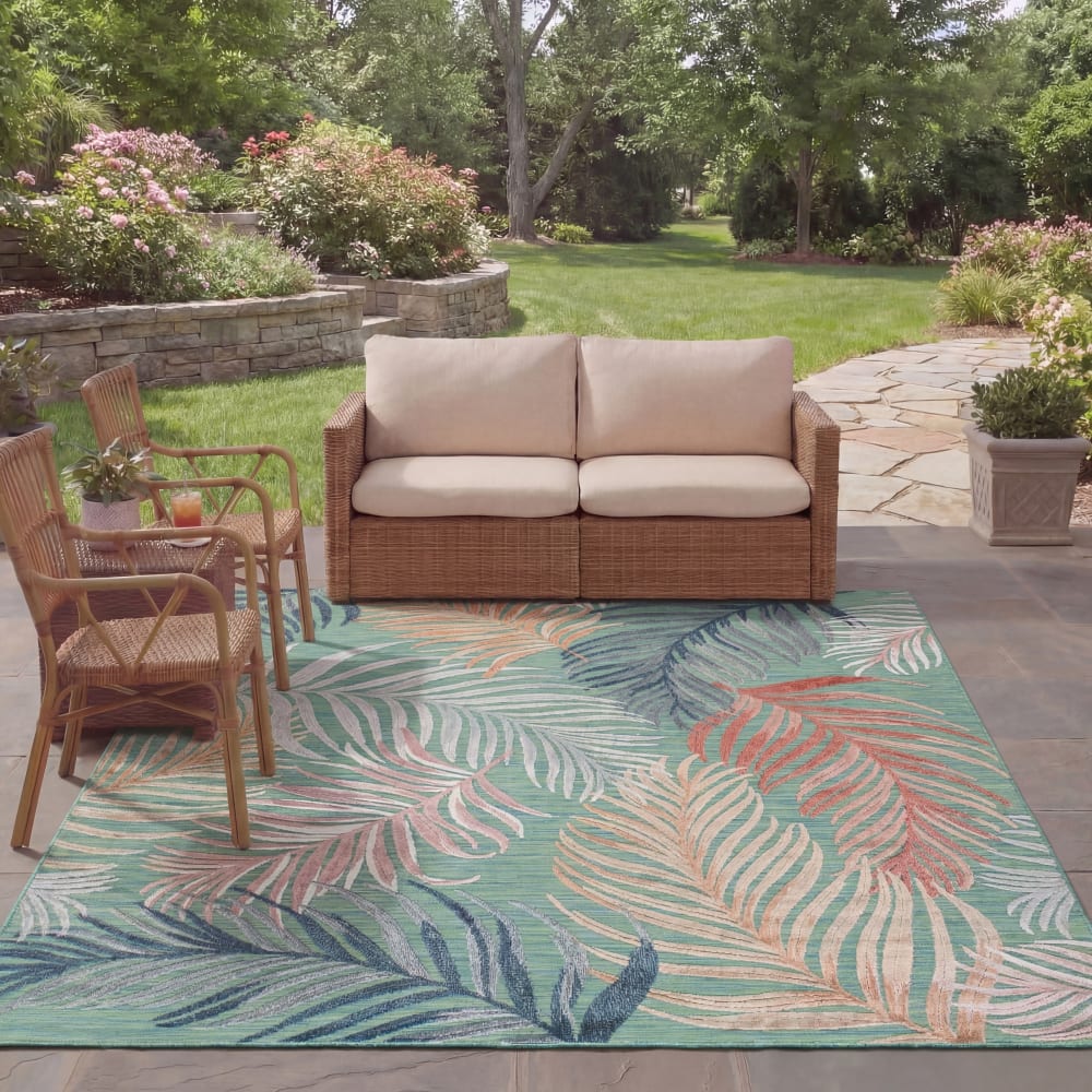 Tapis moderne en polypropylène vert/orange, 183 x 244 cm — vue 3