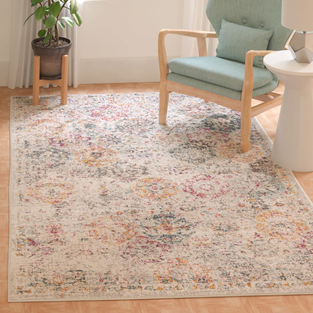 Tapis traditionnel en polypropylène gris/or, 201 x 279 cm — vue 3