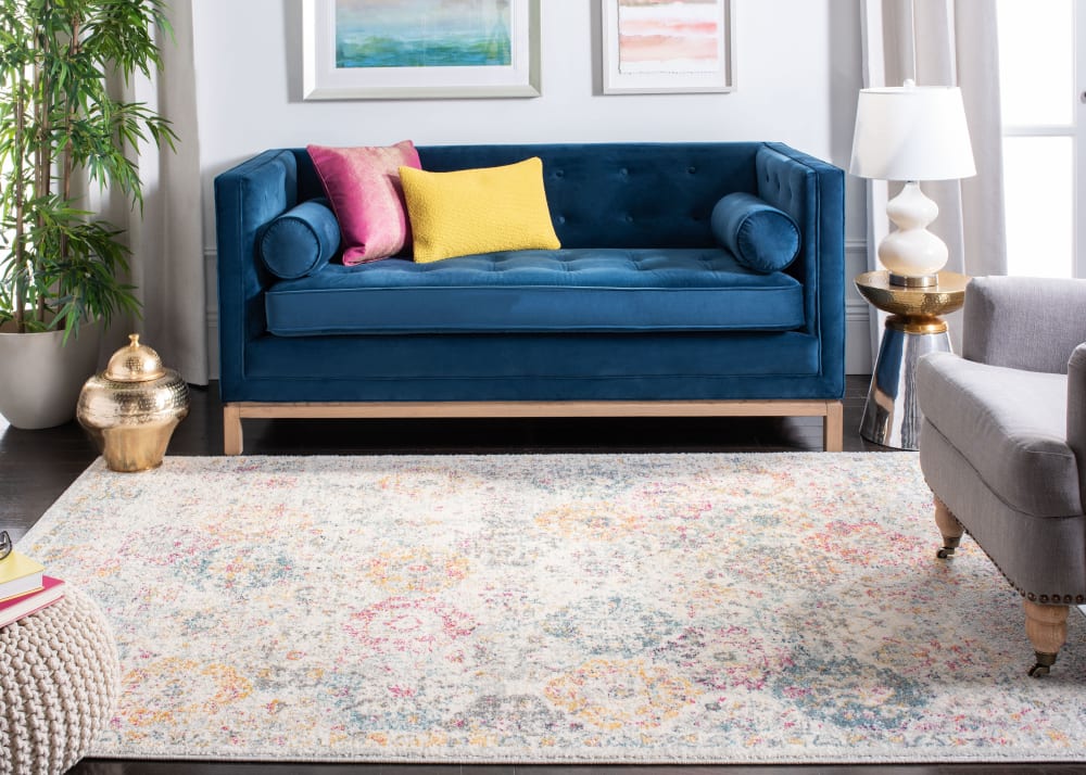 Tapis traditionnel en polypropylène gris/or, 201 x 279 cm — vue 4