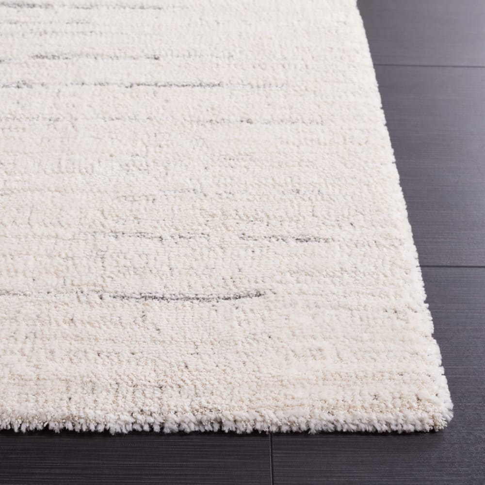 Tapis solid & tonal en polyester blanc/gris, 66 x 244 cm — vue 4