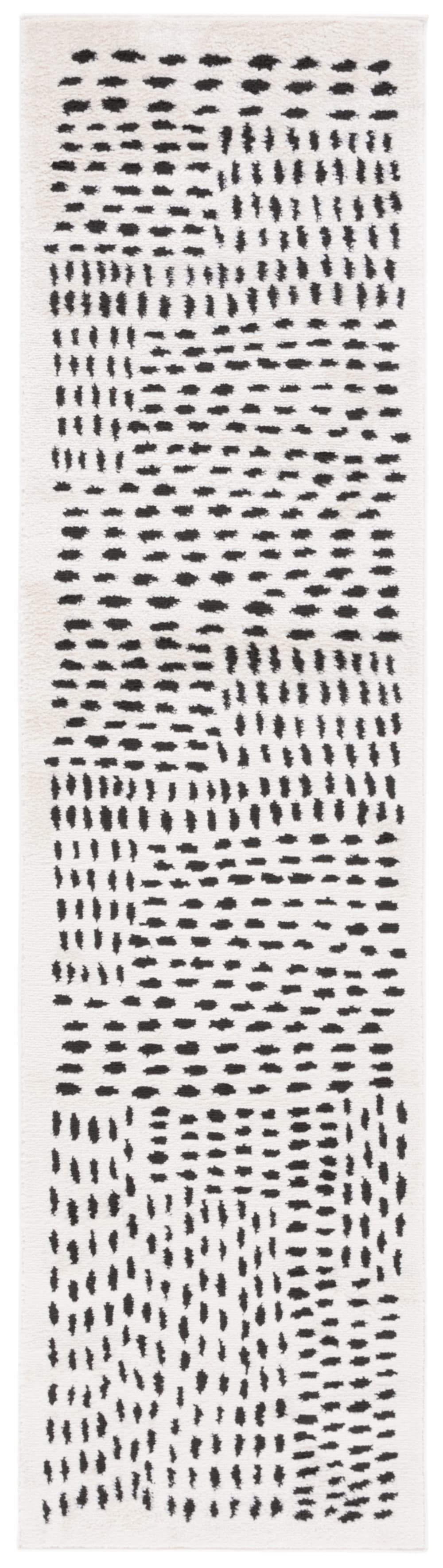 Tapis moderne en polyester blanc/noir, 66 x 244 cm