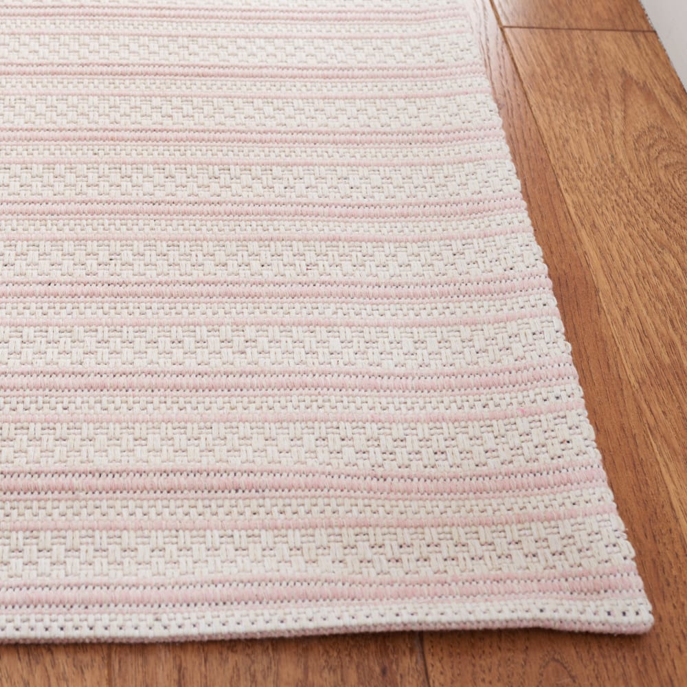Tapis contemporain en coton rose/blanc, 201 x 274 cm — vue 4