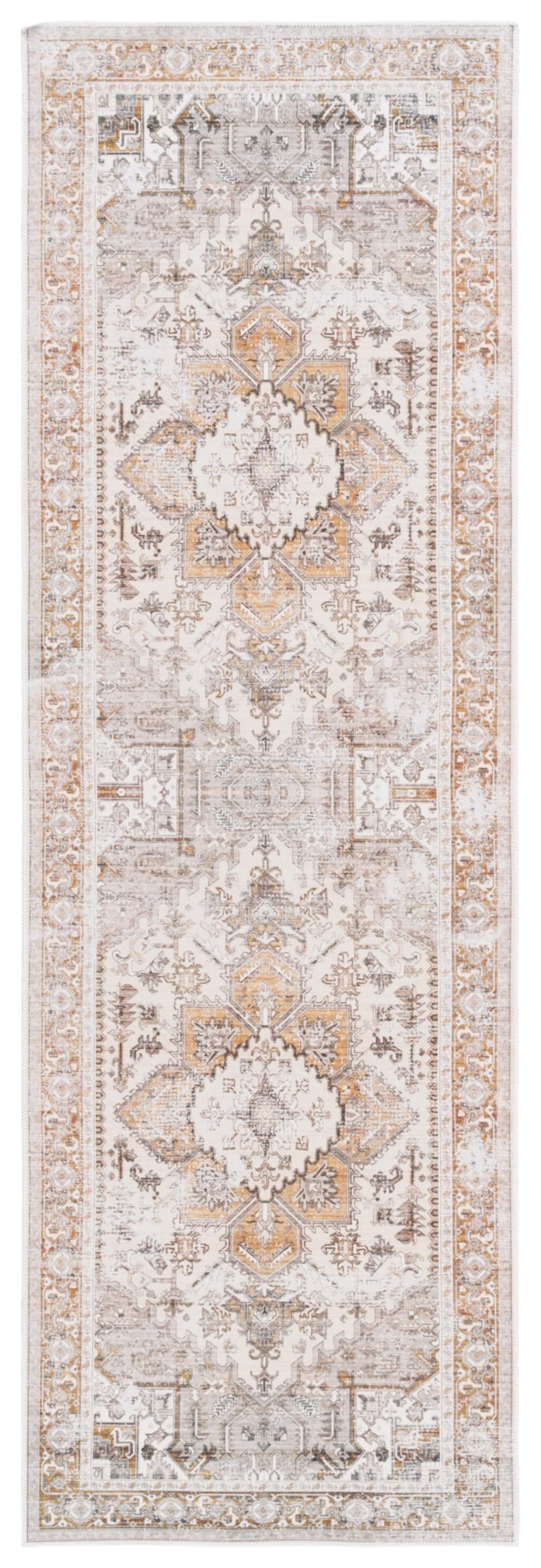 Tapis polyester beige / gold 76 x 305 cm