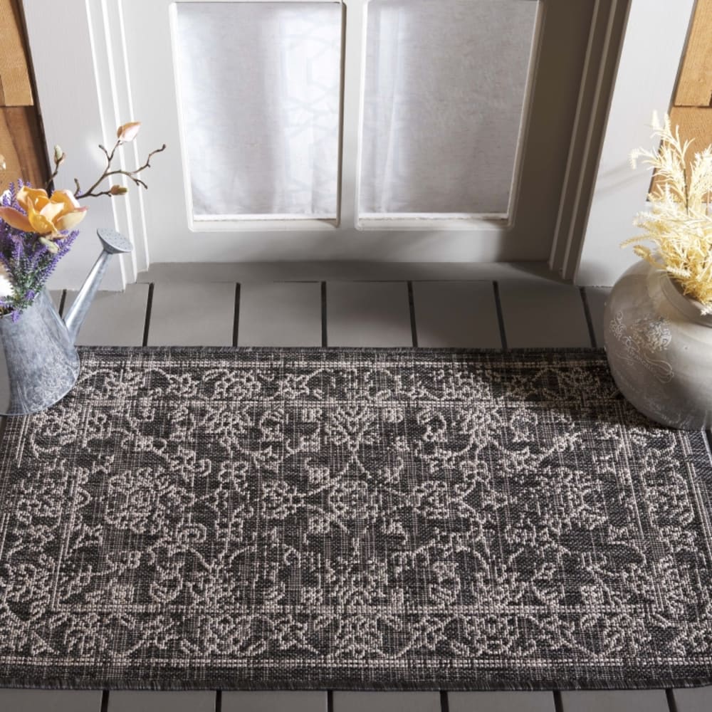 Tapis géométrique en polypropylène noir/blanc, 79 x 152 cm — vue 3