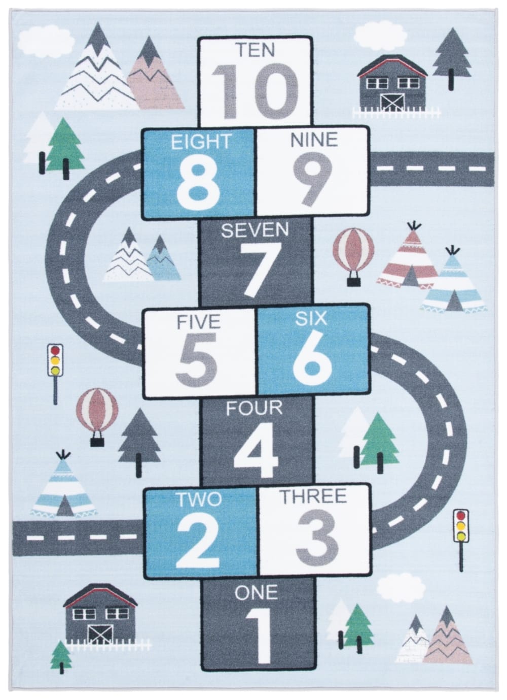 Tapis polyester moderne gris/bleu 165 x 231 cm