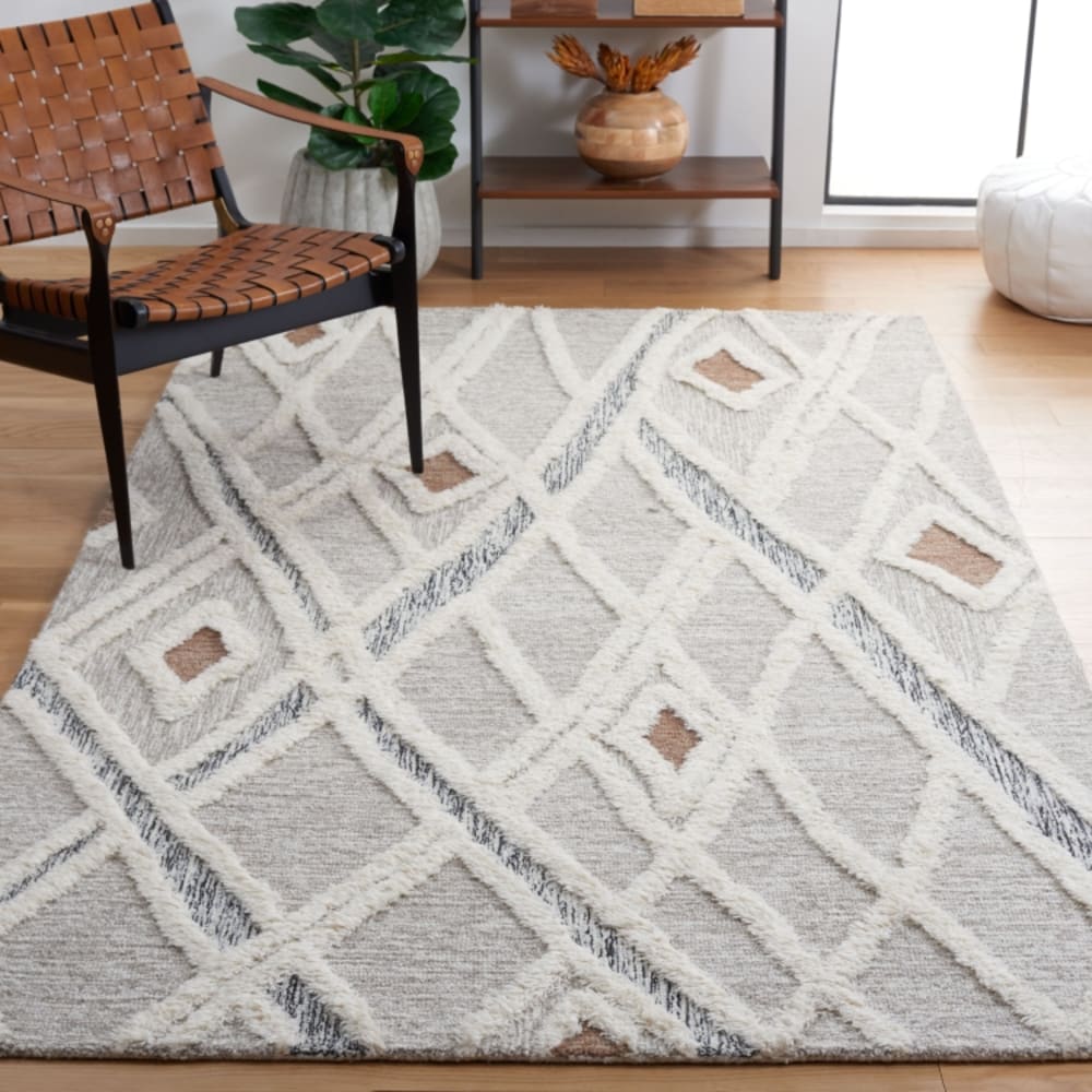 Tapis marocain en laine gris/blanc, 152 x 244 cm — vue 3