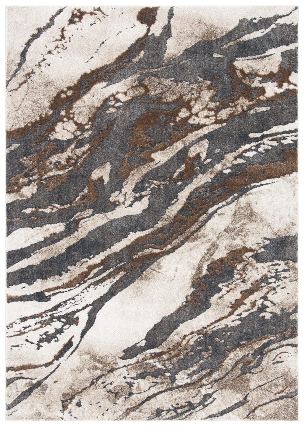 Tapis abstrait en polypropylène gris/beige, 201 x 274 cm