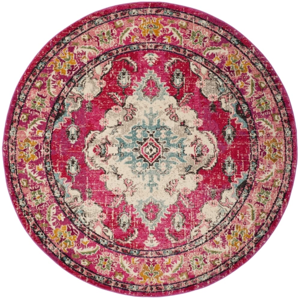 Tapis rose / multicolore 201 x 201 cm