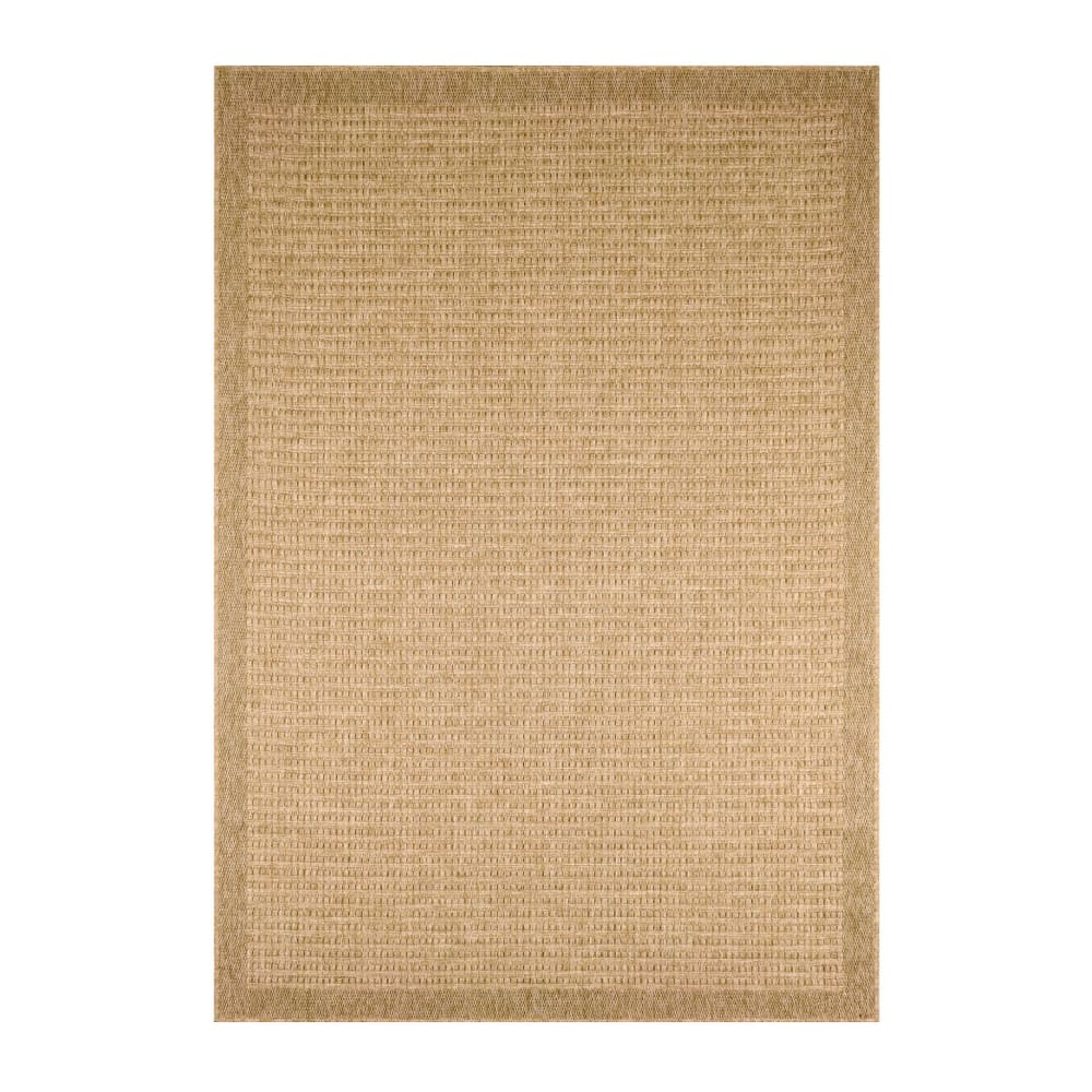 Tapis intérieur/extérieur effet toile de jute beige 120 x 160 cm
