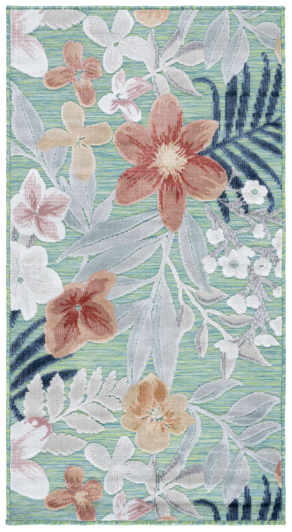 Tapis moderne en polypropylène vert/orange, 79 x 152 cm