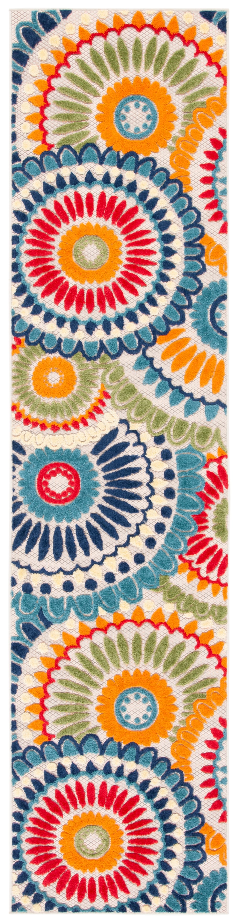 Tapis polypropylène bleu/ivoire 66 x 213 cm