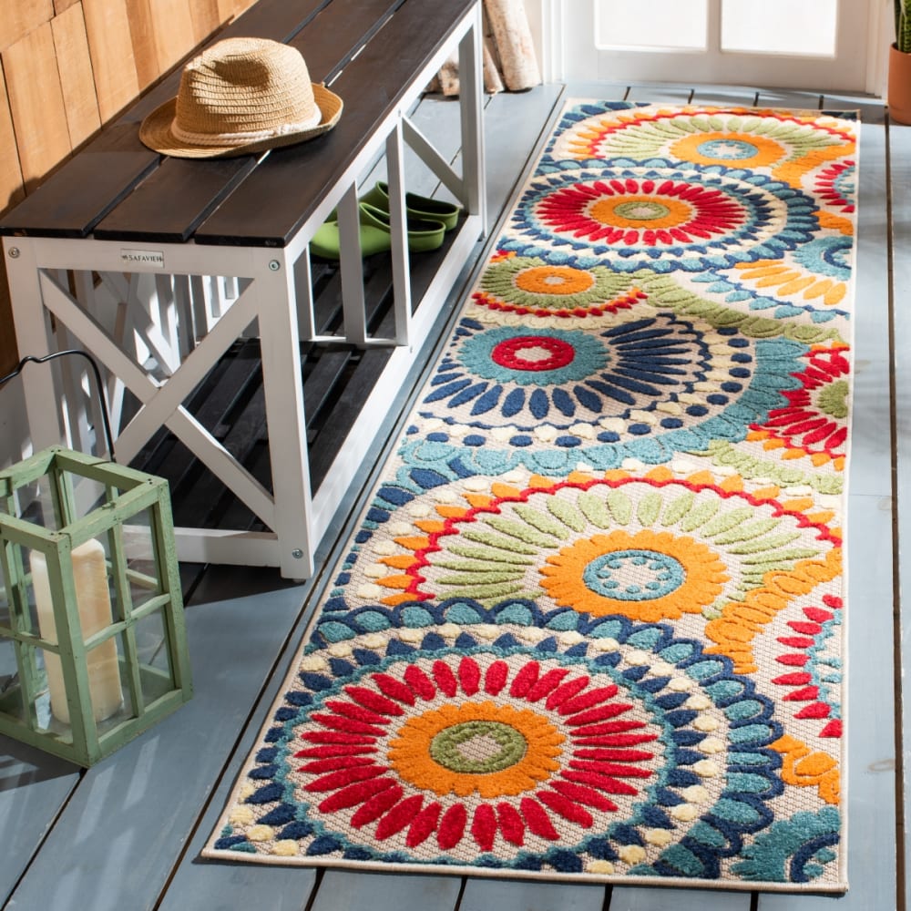 Tapis moderne en polypropylène bleu/blanc, 66 x 213 cm — vue 3