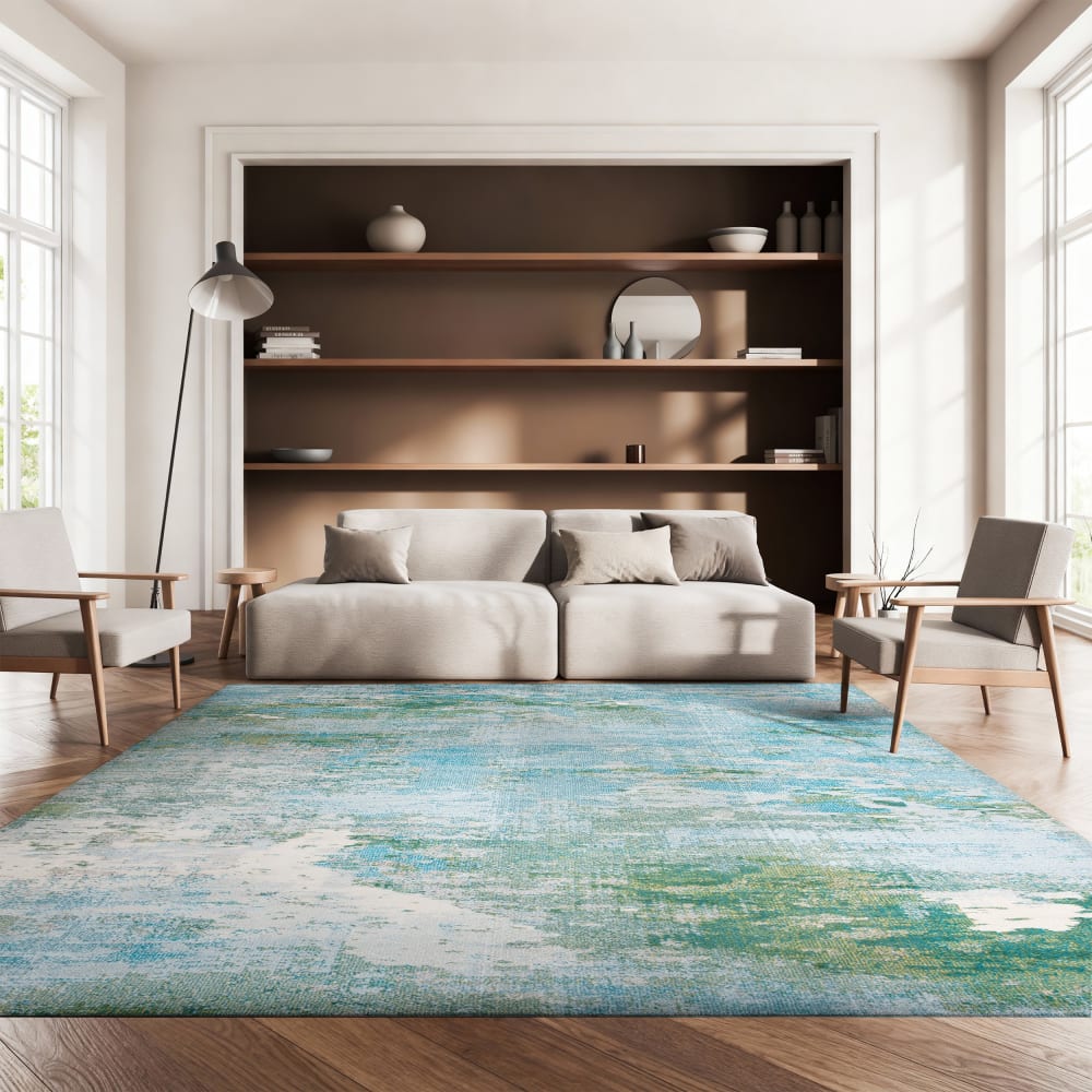 Tapis contemporary en polypropylène bleu/vert, 160 x 229 cm — vue 3