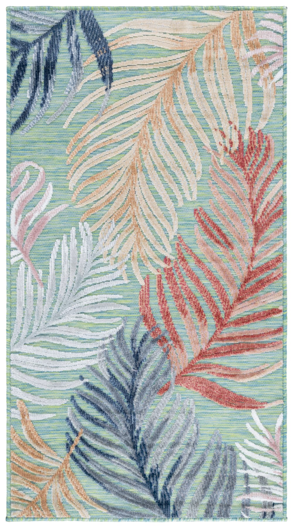 Tapis moderne en polypropylène vert/orange, 79 x 152 cm