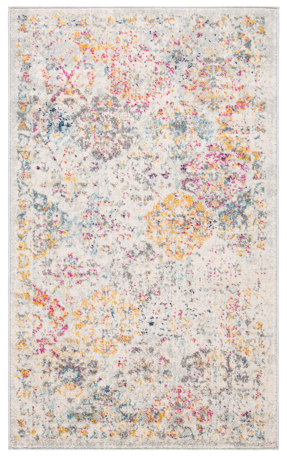 Tapis traditionnel en polypropylène gris/or, 91 x 152 cm