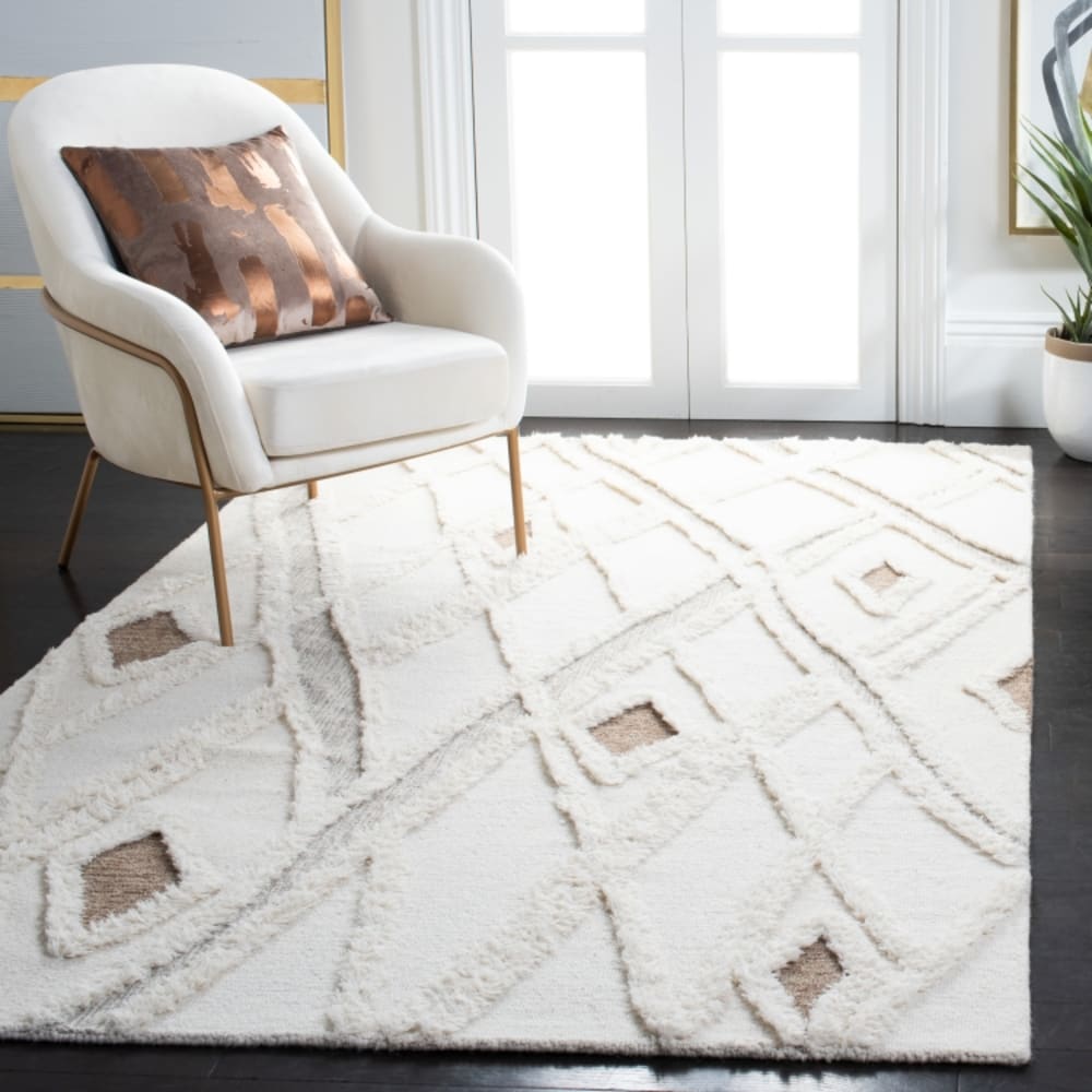 Tapis marocain en laine blanc/brun, 61 x 91 cm — vue 3