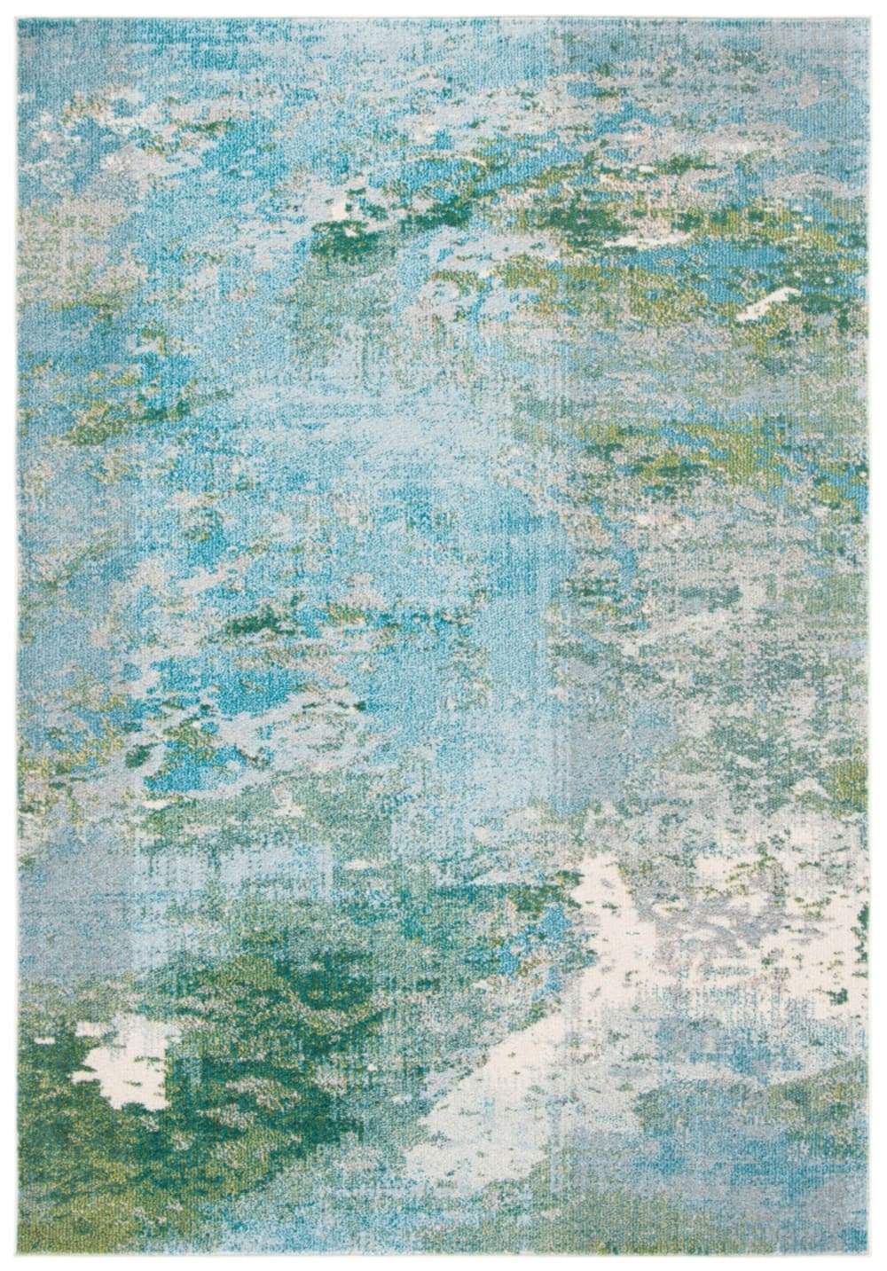 Tapis contemporary en polypropylène bleu/vert, 91 x 152 cm