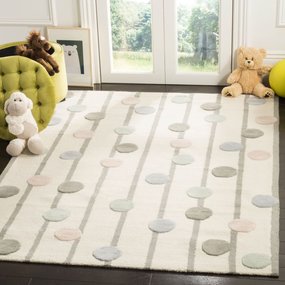 Tapis à pois en laine blanc/multicolore, 152 x 213 cm — vue 3