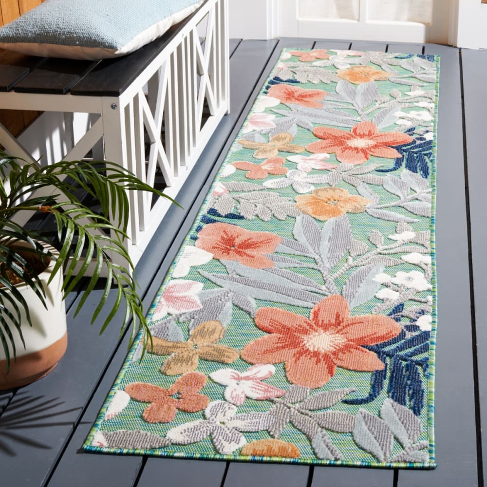 Tapis moderne en polypropylène vert/orange, 61 x 201 cm — vue 3