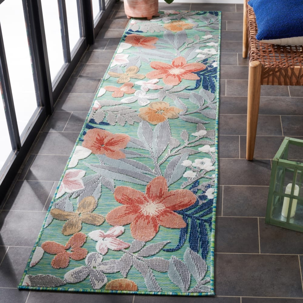 Tapis moderne en polypropylène vert/orange, 61 x 201 cm — vue 4