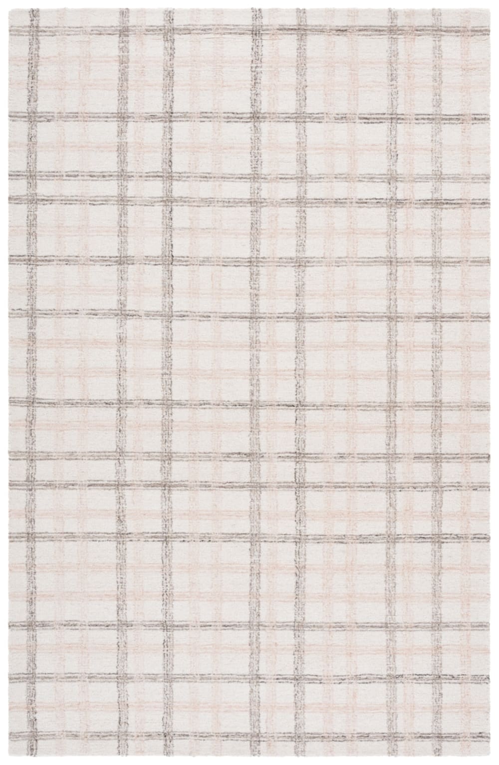 Tapis géométrique en laine beige/blanc, 183 x 274 cm