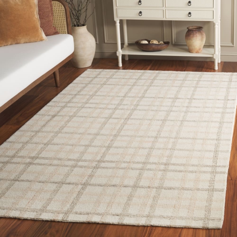 Tapis géométrique en laine beige/blanc, 183 x 274 cm — vue 3