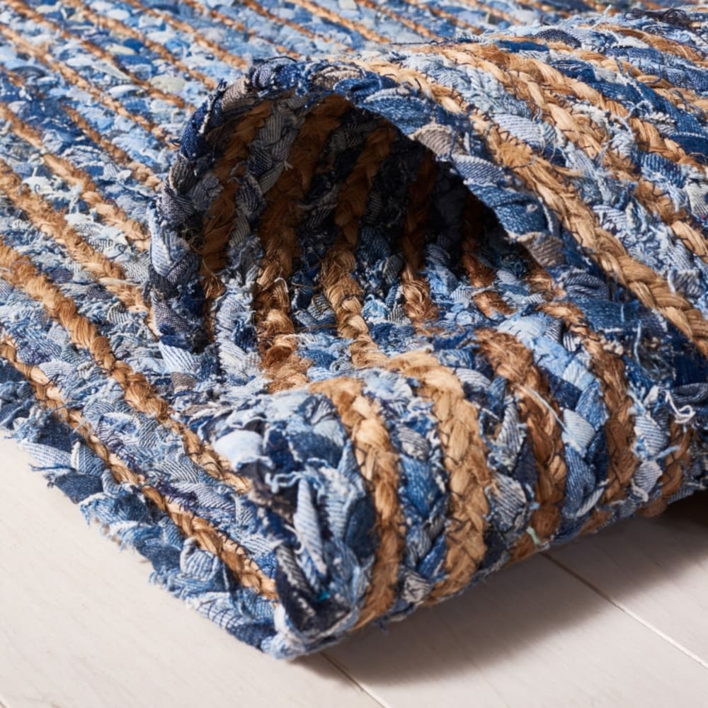 Tapis côtier en jute bleu/beige, 91 x 152 cm — vue 4