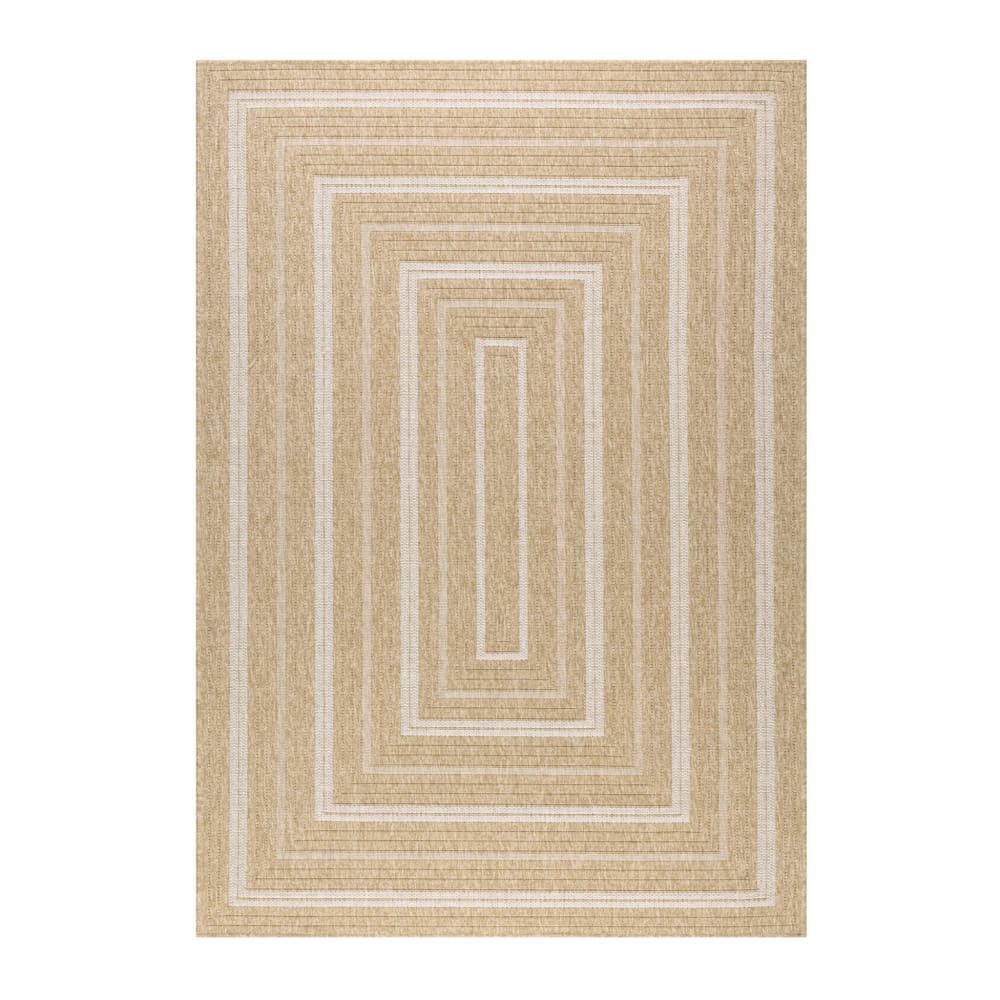 Tapis intérieur/extérieur effet toile de jute beige avec motifs 120 x — vue 3