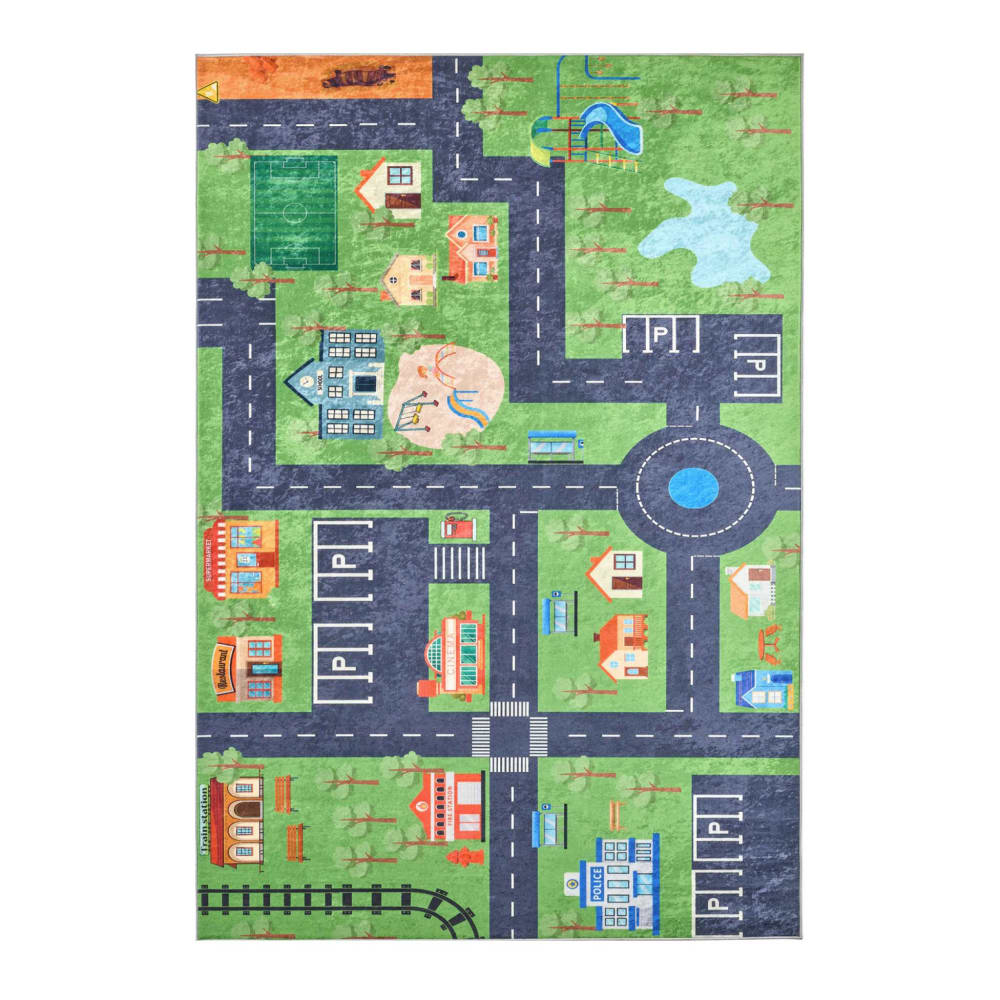 Tapis intérieur enfant imprimé mini ville 120 x 160 cm