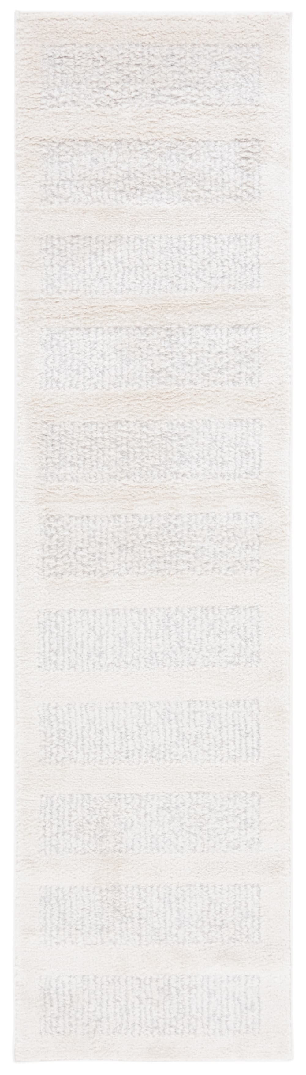 Tapis moderne en polyester blanc/gris, 66 x 244 cm