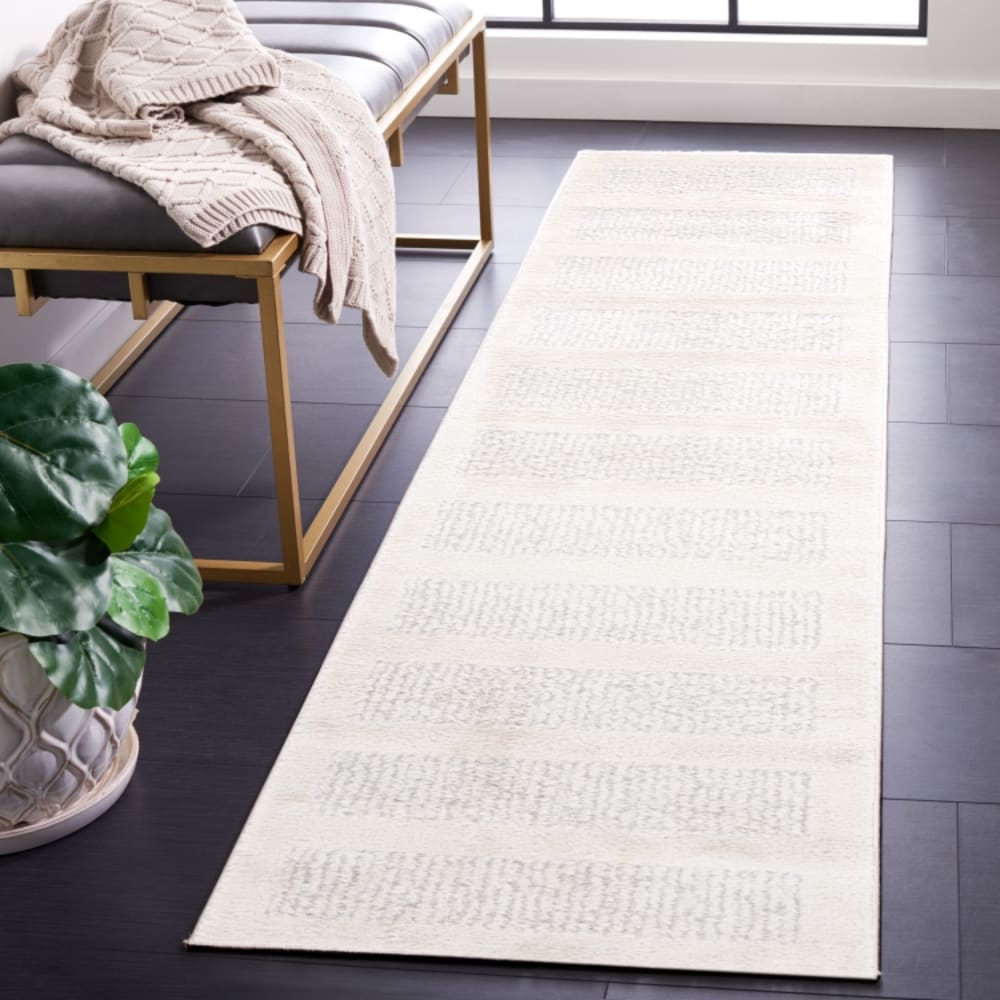 Tapis moderne en polyester blanc/gris, 66 x 244 cm — vue 3