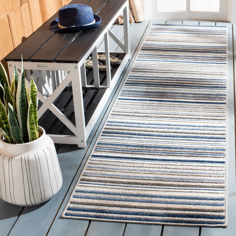 Tapis moderne en polypropylène gris/bleu, 66 x 213 cm — vue 3