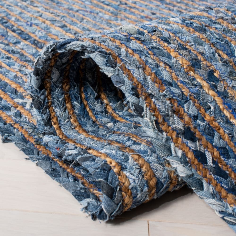 Tapis côtier en jute bleu/beige, 69 x 183 cm — vue 4