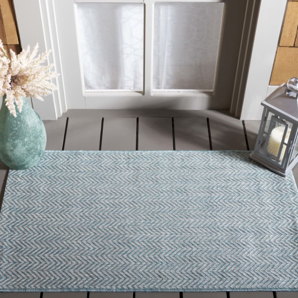 Tapis contemporain en polypropylène bleu/gris, 61 x 109 cm — vue 3