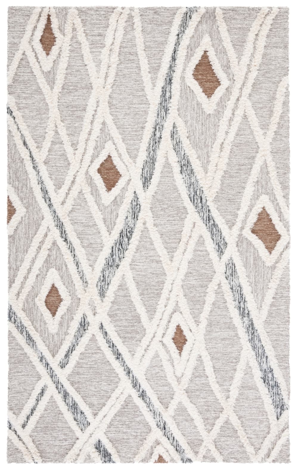 Tapis marocain en laine gris/blanc, 61 x 91 cm