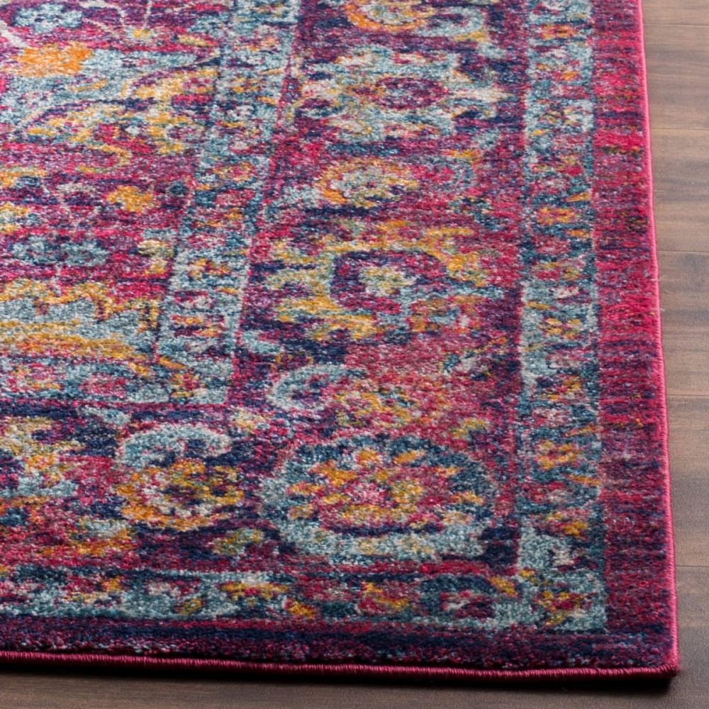 Tapis traditionnel en polypropylène rose/multicolore, 66 x 213 cm — vue 4