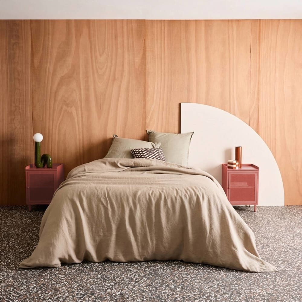 Table de chevet industrielle métal terracotta 1 porte grillagée (lot