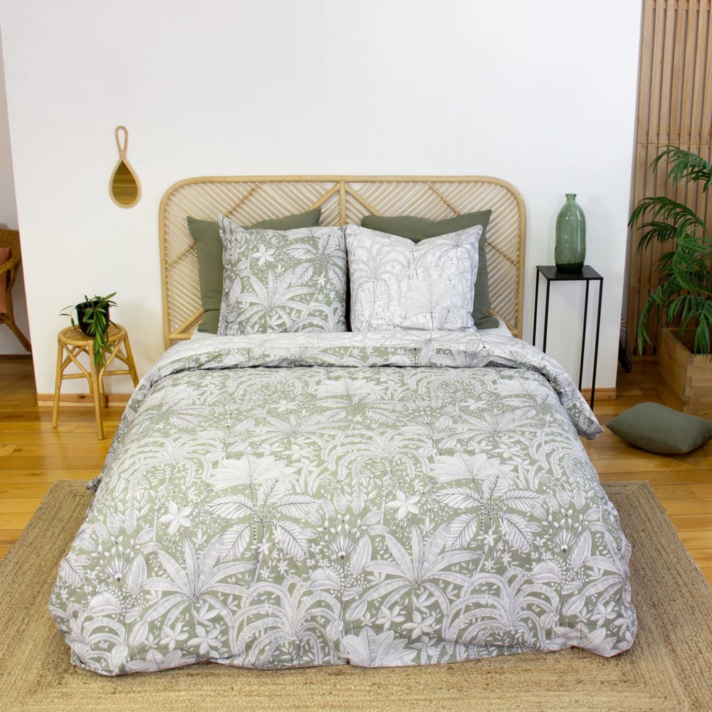Parure de lit réversible imprimé végétal 260 x 240cm