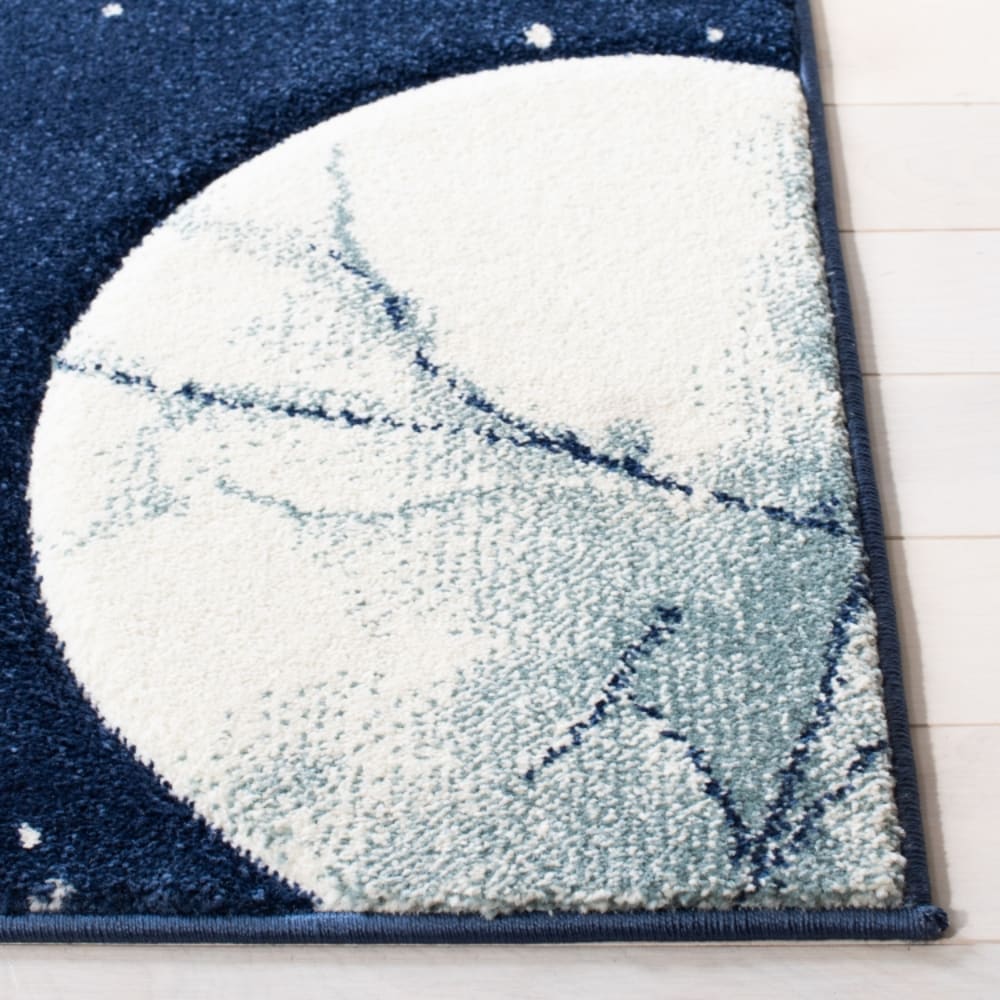 Tapis contemporain en polypropylène bleu/blanc, 160 x 160 cm — vue 3